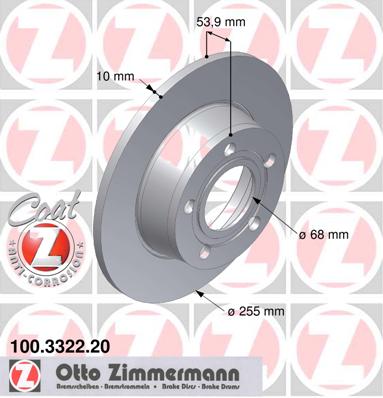 ZIMMERMANN Hátsó féktárcsa 100.3322.20