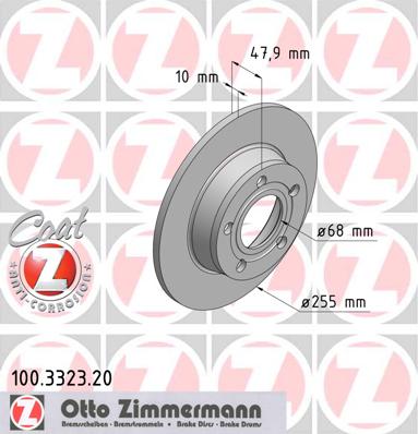 ZIMMERMANN Hátsó féktárcsa 100.3323.20