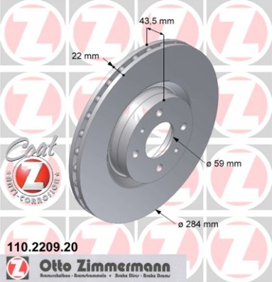 ZIMMERMANN Első féktárcsa 110.2209.20