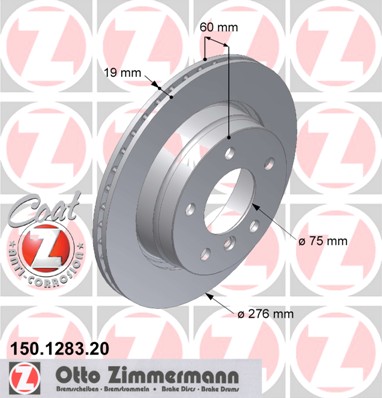 ZIMMERMANN Hátsó féktárcsa 150.1283.20