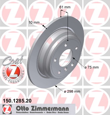 ZIMMERMANN Hátsó féktárcsa 150.1285.20