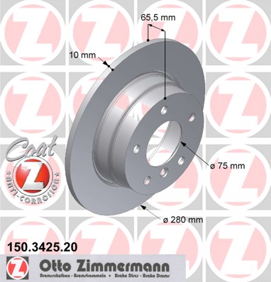 ZIMMERMANN Hátsó féktárcsa 150.3425.20