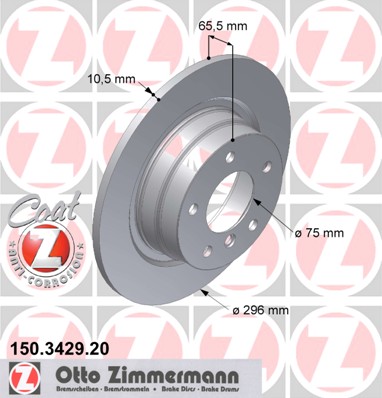 ZIMMERMANN Hátsó féktárcsa 150.3429.20