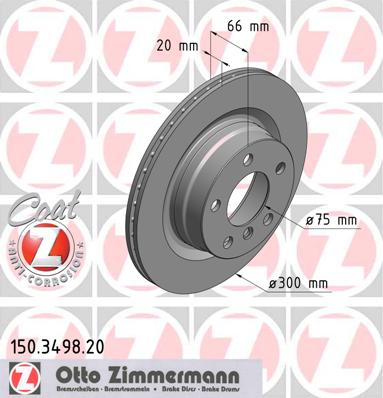 ZIMMERMANN Hátsó féktárcsa 150.3498.20