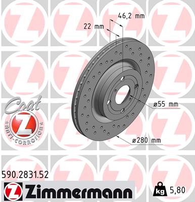 ZIMMERMANN Első féktárcsa 590.2831.52_ZIM